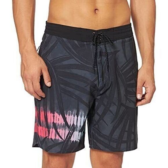 Hurley Phantom+ Men's Sz 30 Black Block Party Tamarindo 18" Boardshorts $65 - Picture 7 of 7